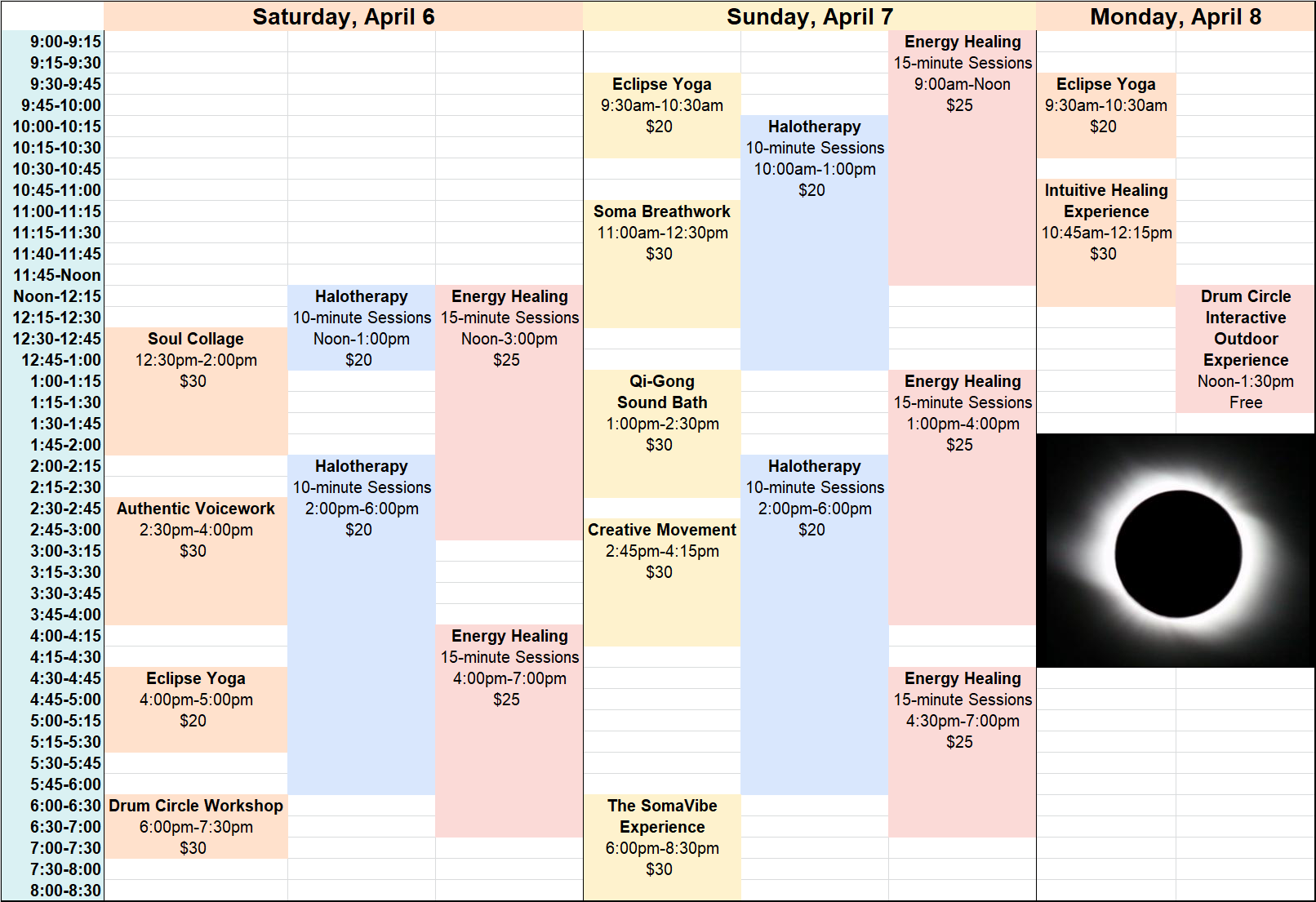 Wellness Village Calendar